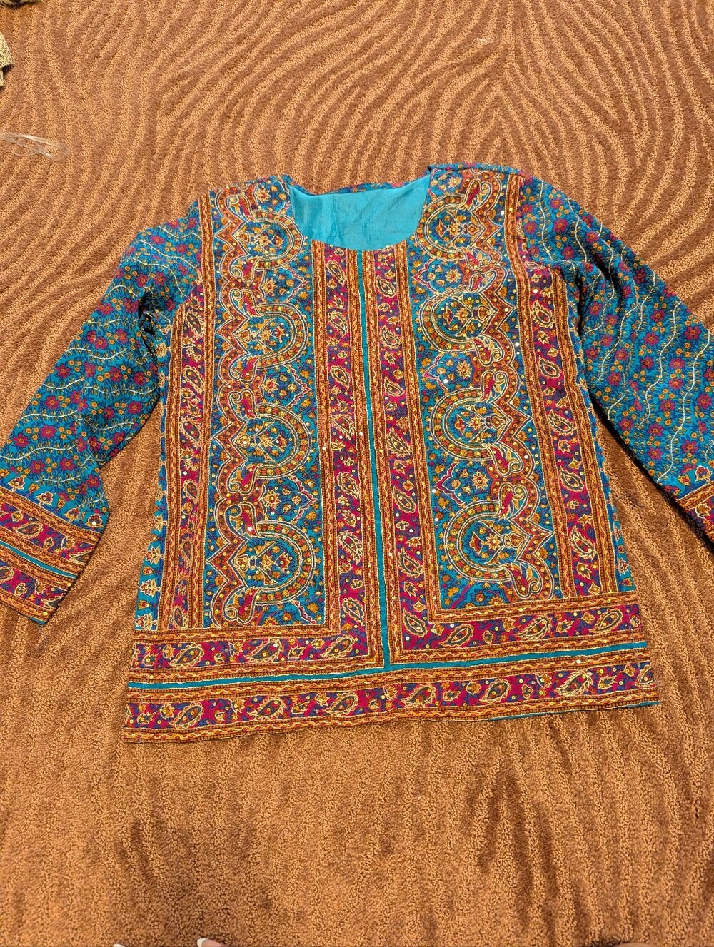 Women's Embroidered Turquoise Multicolor Kurta